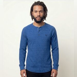 American Eagle Outfitters Blue Long Sleeve Henley